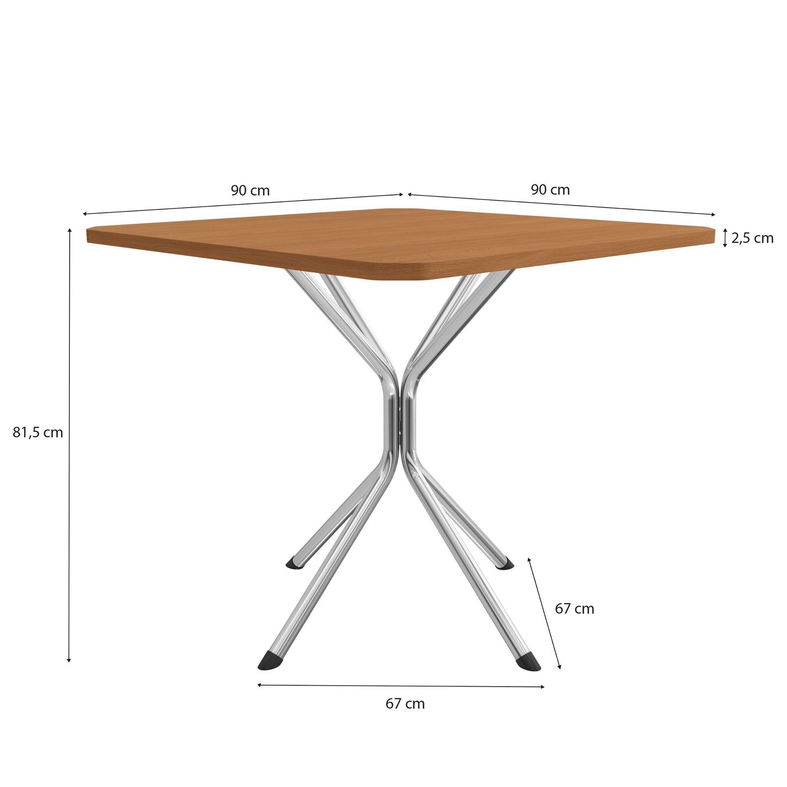Mesa Creta 0,90 com 4 Cadeiras Malta CMC1078(M088/F090/4C140) Cromado/Canela – KAPPESBERG - Imagem 2