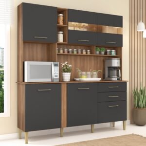 Kit Cozinha Nicole/Helena C304 1,82 m Manchester/Grafite - FELLICCI