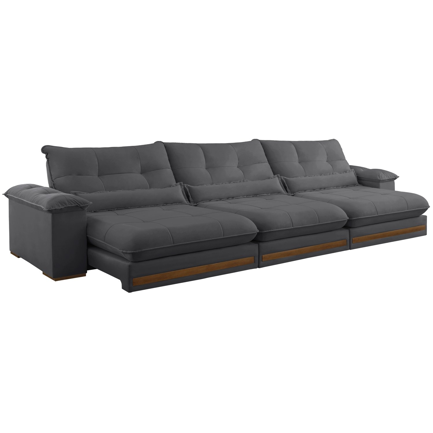 Sofá Retrátil e Reclinável Qatar 3,50 m Veludo Cinza B010 – TREVO ESTOFADOS - Imagem 7