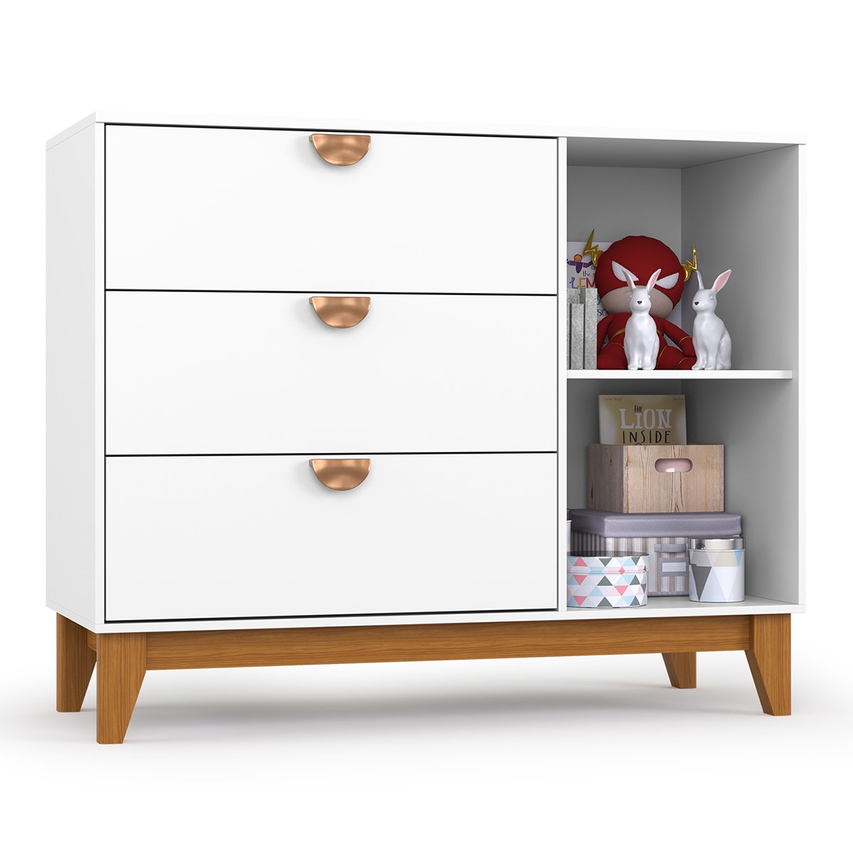 Cômoda 3 Gavetas com Porta Magia Branco - BATROL MÓVEIS - Imagem 2