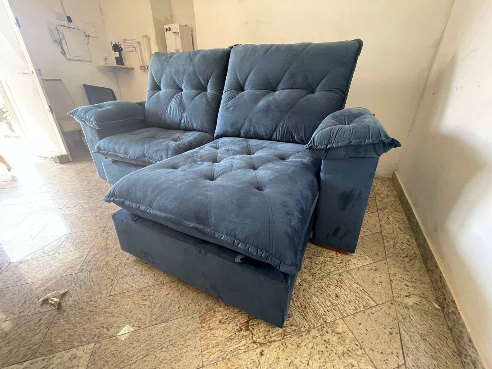 Sofá Retrátil e Reclinável Corvette 2,90 m Azul - D'VITRINE ESTOFADOS(PROMOÇÃO) - Imagem 5
