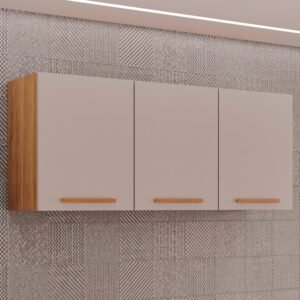 Armário Aéreo Triplo New Valência Cinamomo/Off White - SALLÊTO