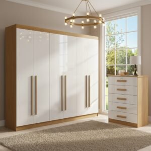 Guarda-Roupa 6 Portas Da Vinci + Cômoda Ipanema Cinamono/Off White – D’DORO MÓVEIS