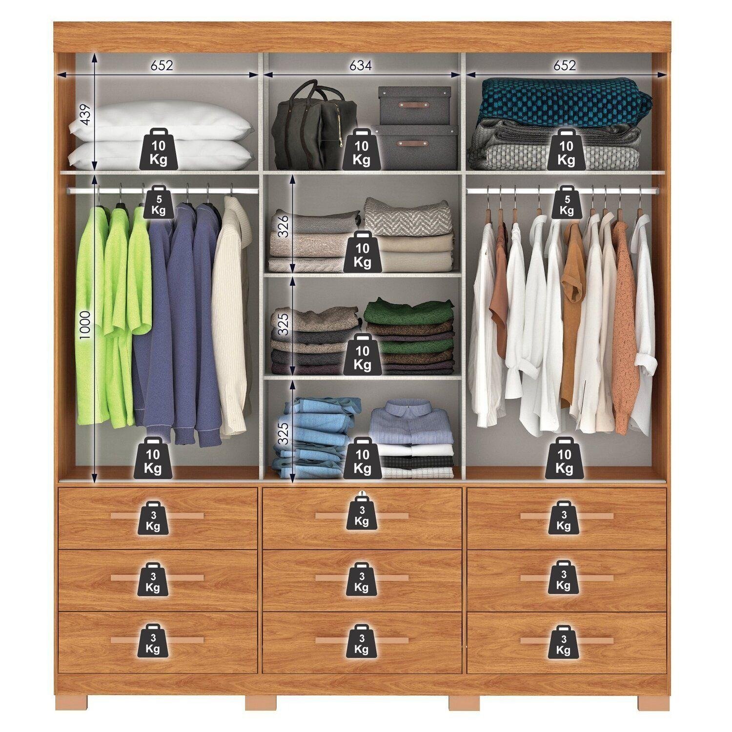 Guarda-Roupa 3 Portas Toronto RP1930 2,00 m Cinamomo/Off White/Cinamomo - FELLICCI - Imagem 8