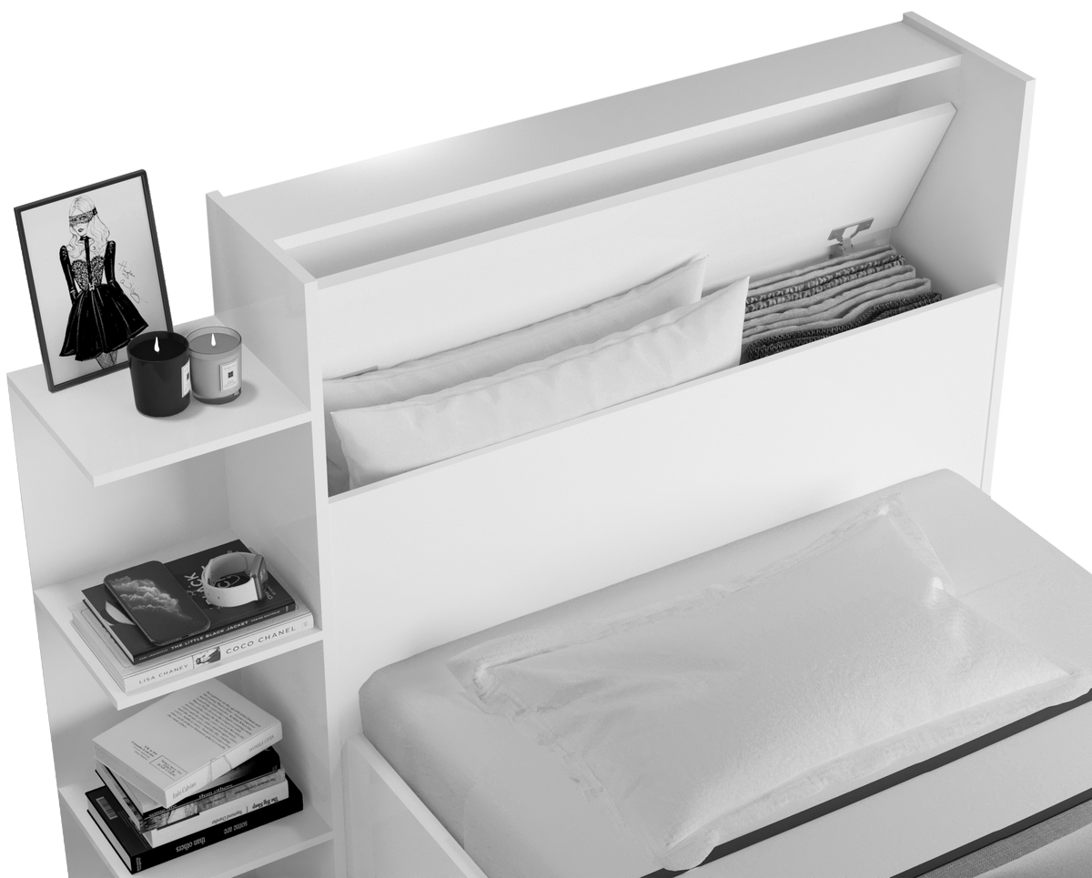 Cama Solteiro Baú Isa + Auxiliar Mili Branco - MADEC/VJ MÓVEIS - Imagem 6