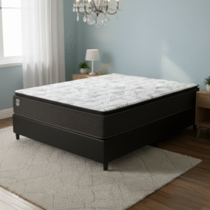 Colchão Casal Ravena D26 + Base Box Simples Corino Preto - UMAFLEX + BIOSTAR