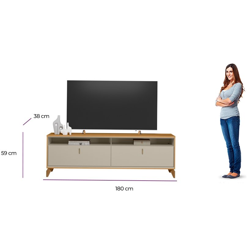 Rack até 75" Dubai 1.8 Tauari/Off White Fosco - LINEA BRASIL - Imagem 10
