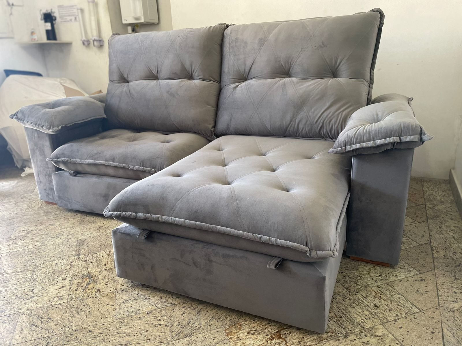 Sofá Retrátil e Reclinável Corvette 2,90 m Cinza Grafite - D'VITRINE ESTOFADOS(PROMOÇÃO) - Imagem 3