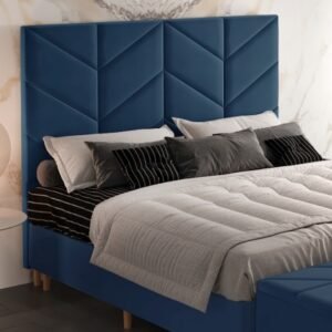 Cabeceira Queen Berlim Veludo Azul B024 - LARMÓVEIS/TREVO ESTOFADOS