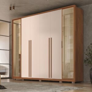 Guarda-Roupa 6 Portas Octavius 2,65 m Freijó/Off White - CAEMMUN MOVELARIA