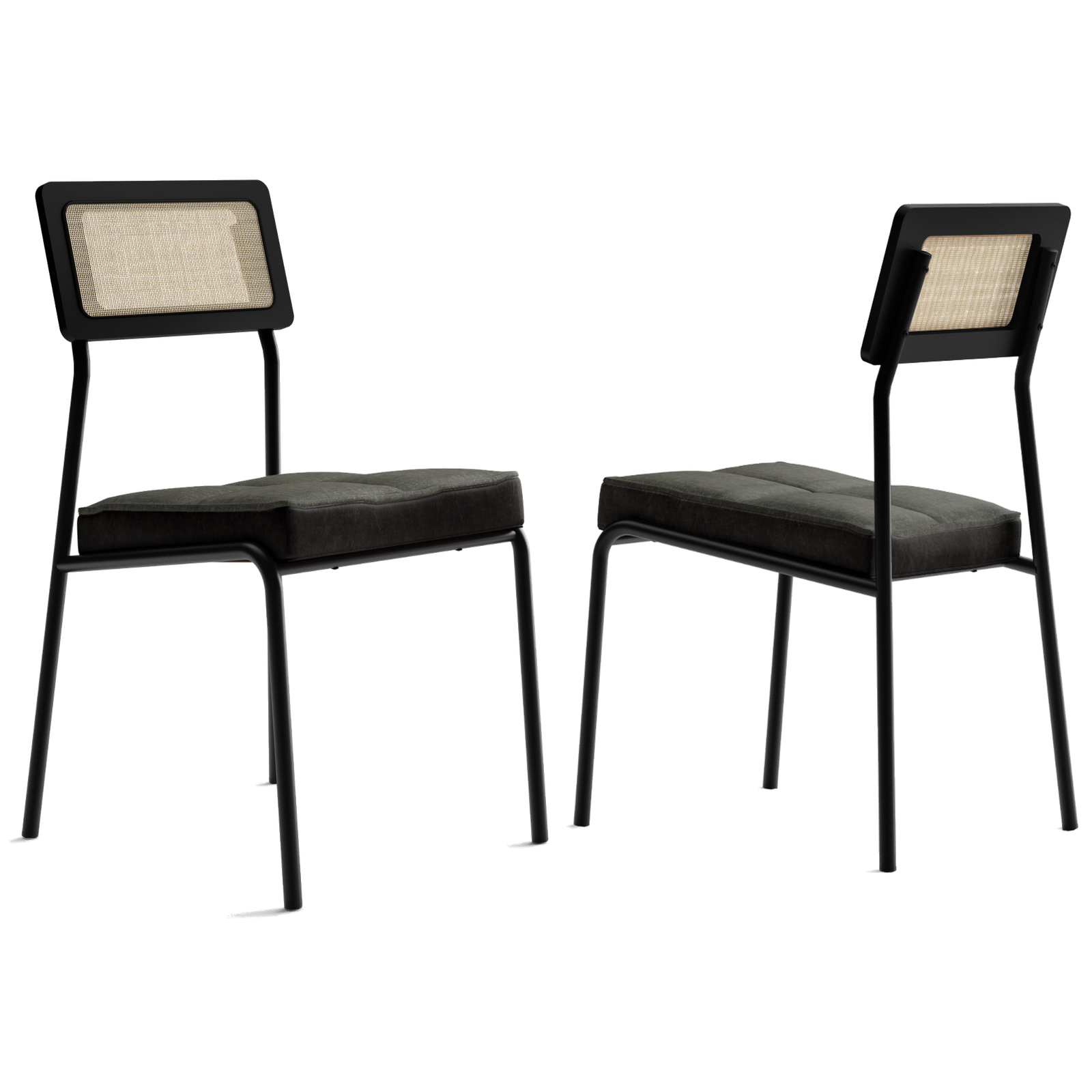 Kit 2 Cadeiras Lux 1741 Preto/Linho Grafite/Corino Preto - CARRARO MÓVEIS - Imagem 3