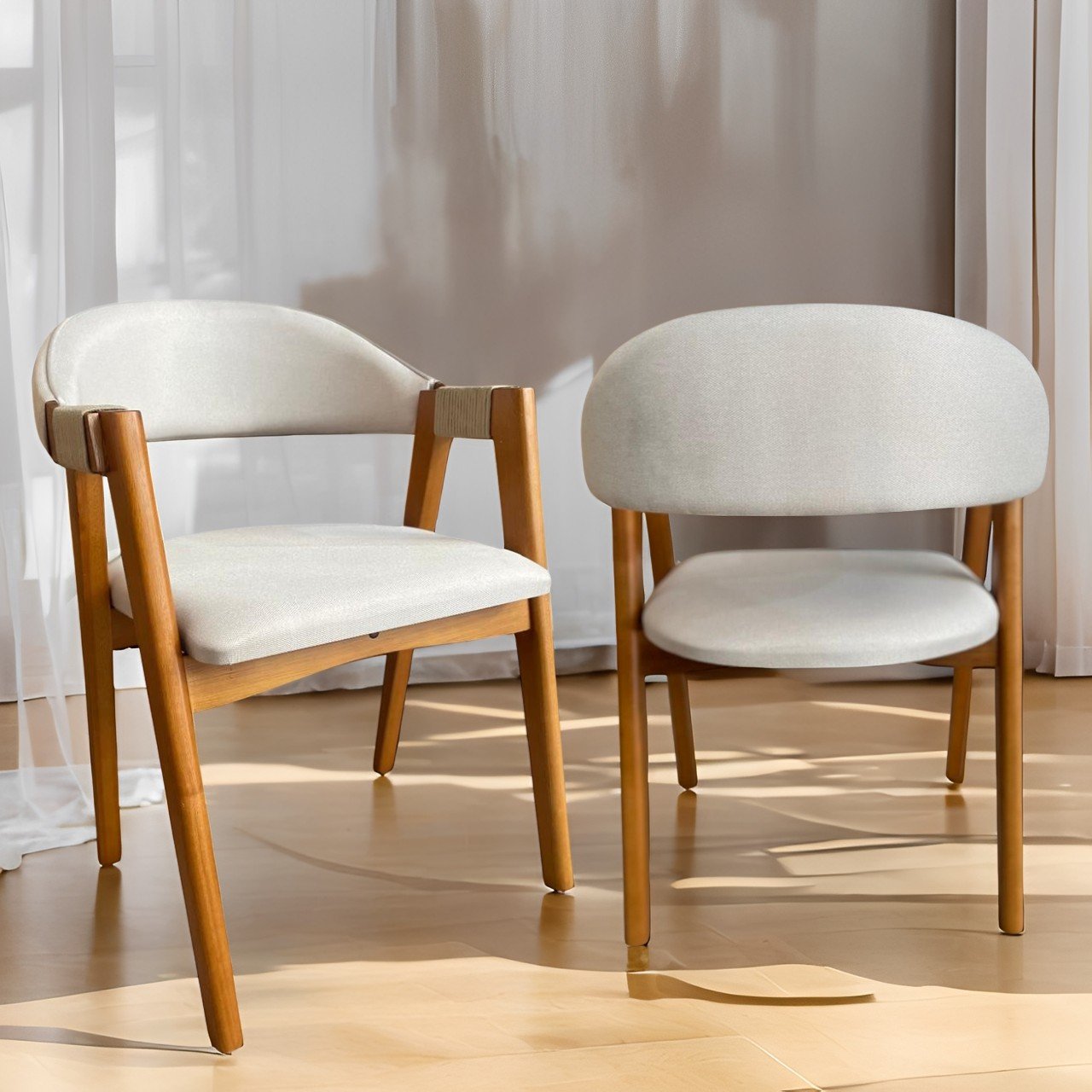 Kit 2 Cadeiras Ravenna Castanho/Linho Bege - GARDIM MÓVEIS