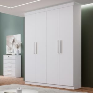 Guarda-Roupa 4 Portas Colibri 1,38 m Branco – D’DORO MÓVEIS