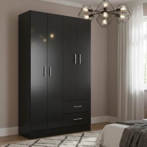 Guarda-Roupa 4 Portas Panamá 4002 0,90 m Preto - FELLICCI