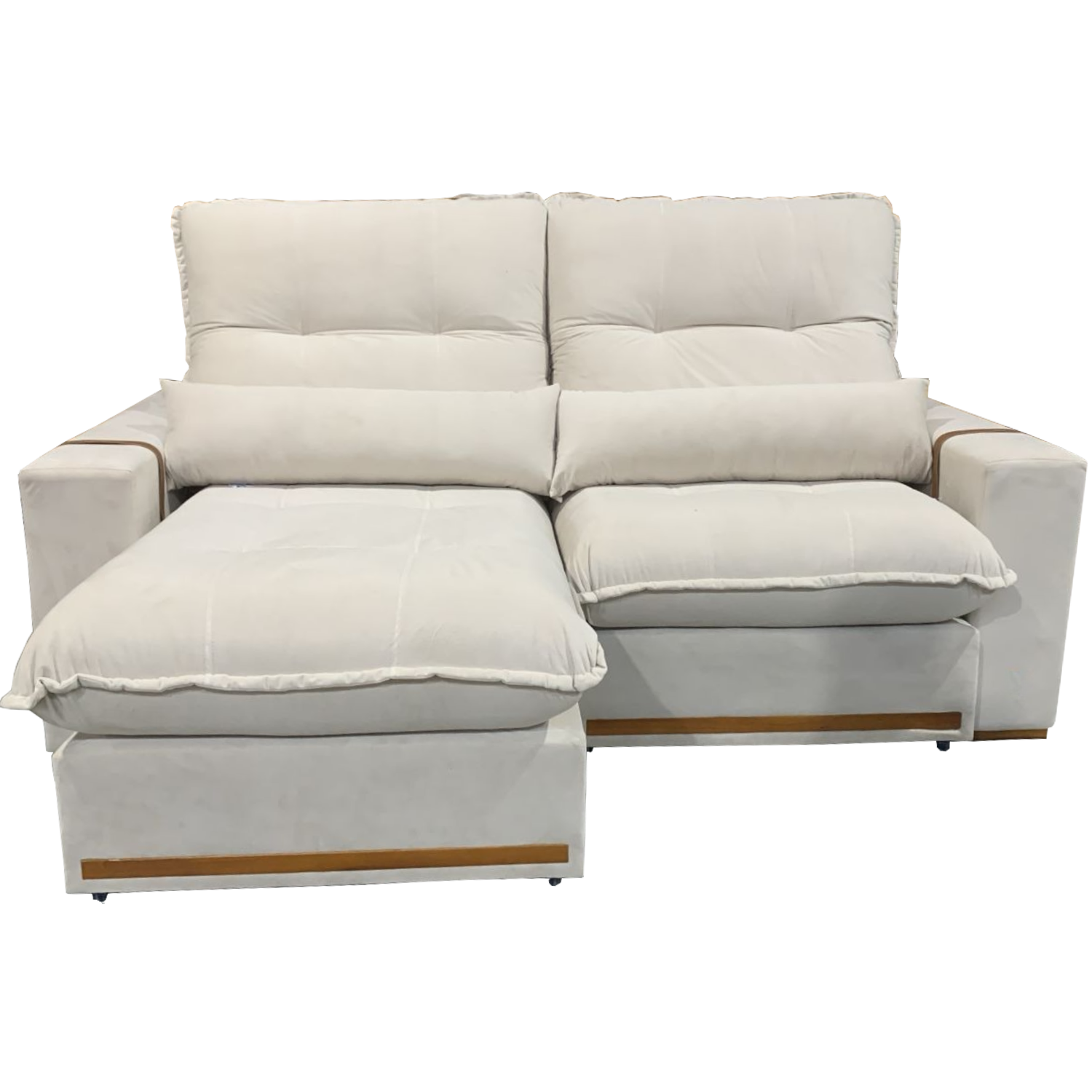 Sofá Retrátil e Reclinável Hórus 2,00 m Veludo Bege 106 - ZARAT ESTOFADOS - Imagem 4