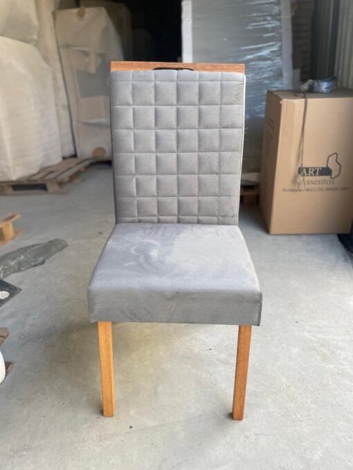 Mesa Salinas/Helô/Los Angeles 120 Cinamomo/Off White com Cadeiras Pandora 01 Veludo Cinza Grafite 414 – CEL MÓVEIS + CAR - Imagem 2