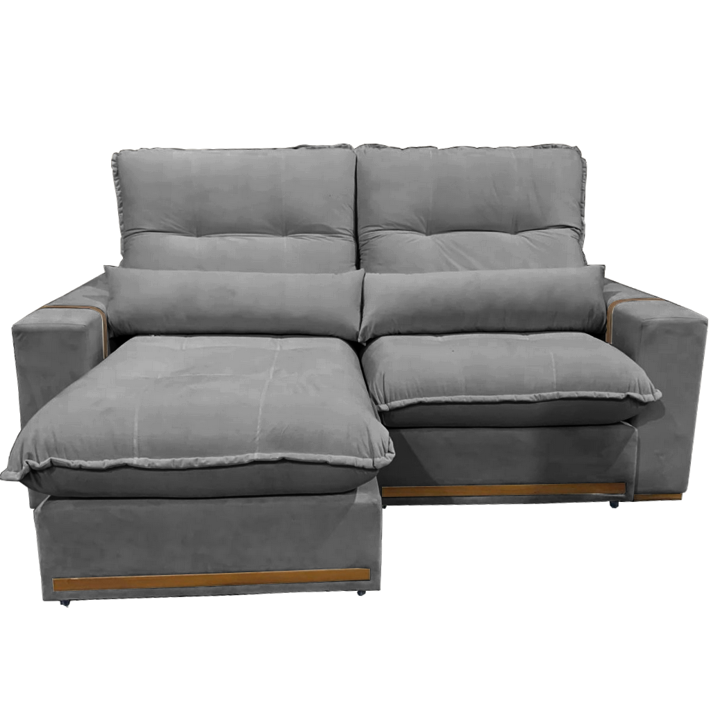 Sofá Retrátil e Reclinável Hórus 2,00 m Veludo Cinza 101 - ZARAT ESTOFADOS - Imagem 2