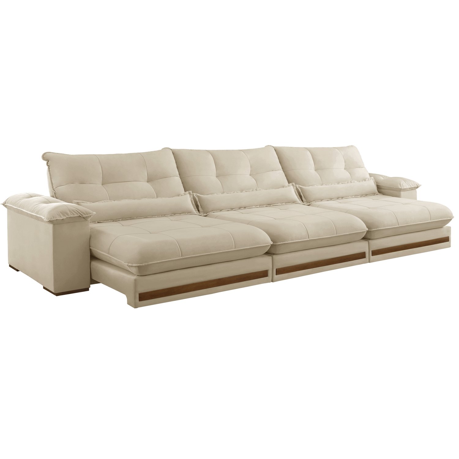 Sofá Retrátil e Reclinável Qatar 3,50 m Veludo Marfim B015 - TREVO ESTOFADOS - Imagem 7