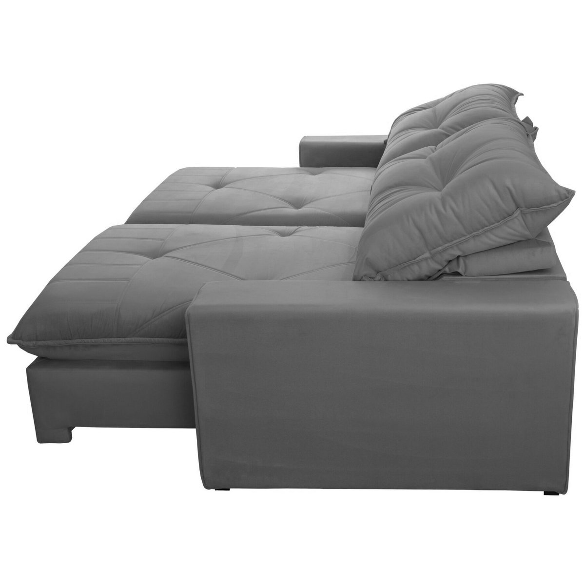 Sofá Retrátil e Reclinável Marfim/Paris 2,50 m Veludo Prata - TREVO ESTOFADOS - Imagem 3