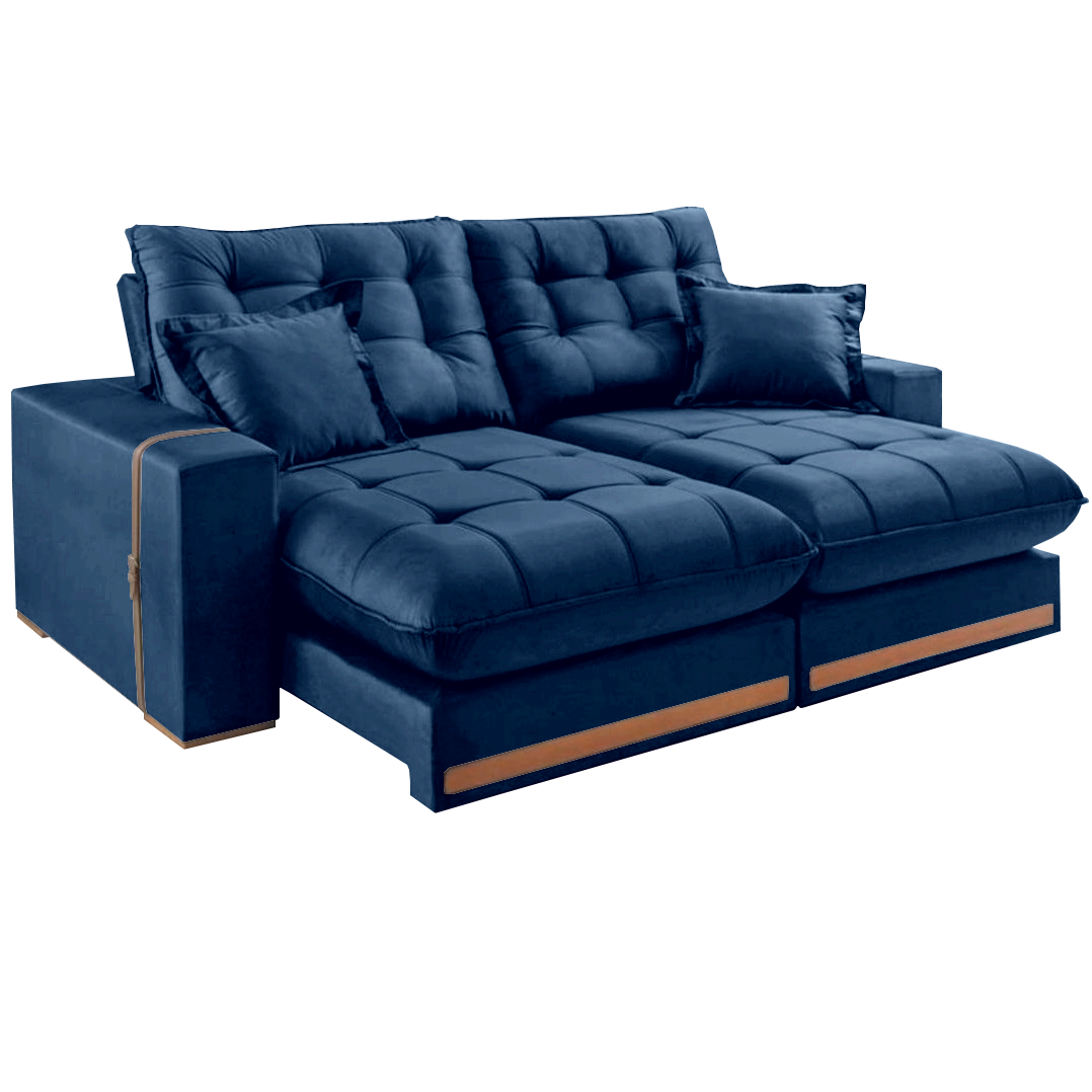 Sofá Retrátil e Reclinável Ártemis 017 2,50 m Veludo Azul - VICAM ESTOFADOS - Imagem 4