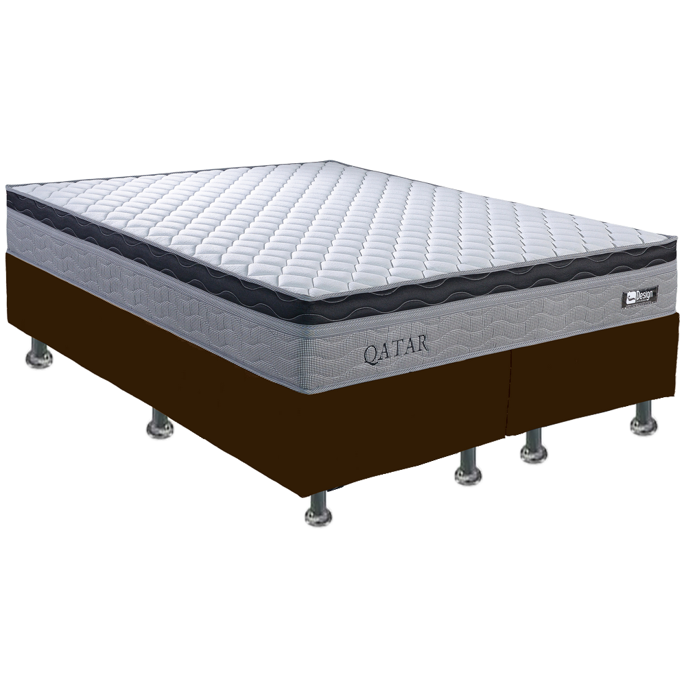 Colchão Queen Qatar D28 + Base Box Simples Corino Marrom – DESIGN COLCHÕES + BIOSTAR - Imagem 2