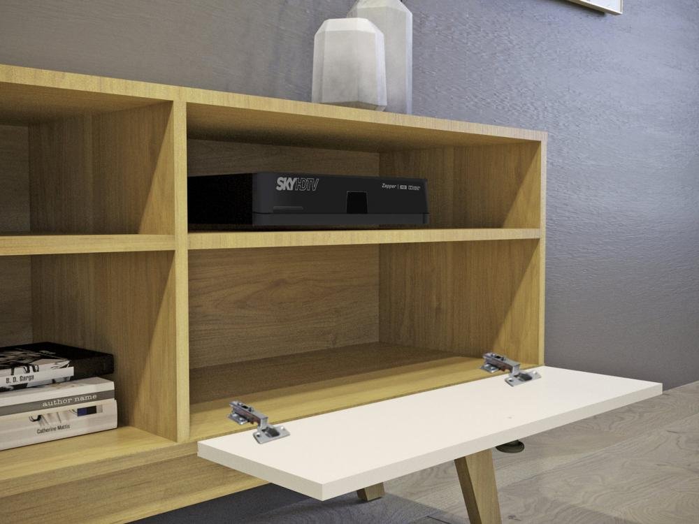 Rack até 50" Houston Off White/Cinamono - VALDEMÓVEIS - Imagem 3