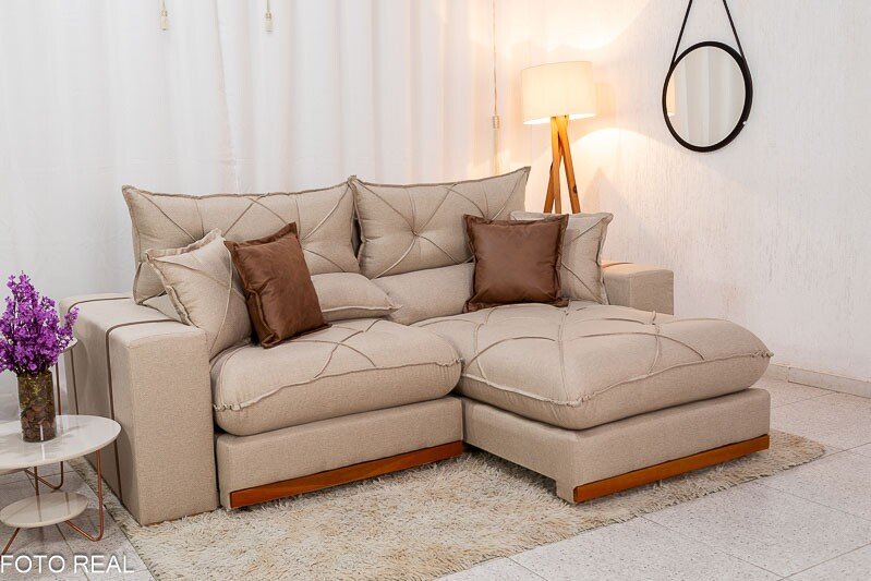 Sofá Retrátil Reclinável Gran Bello 2.30m Linho Bege 30 - Molas Ensacadas Pocket - Imagem 2