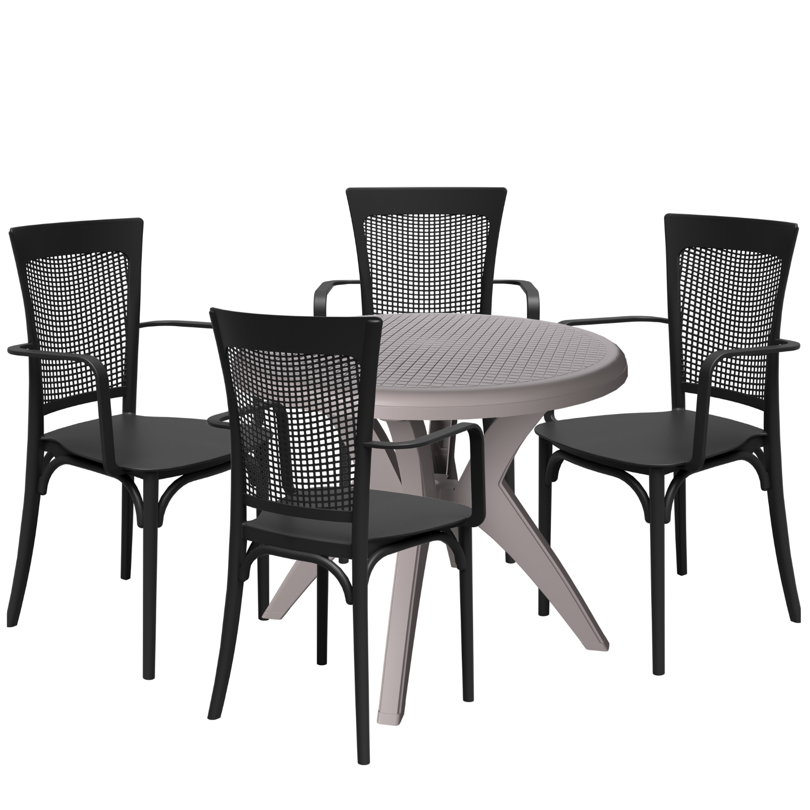 Mesa Deluxe 90 Nude com 4 Poltronas Robust Palha Preto– FORTE PLÁSTICO - Imagem 2