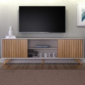 Bancada até 65" Manaus Off White/Cinamono - VALDEMÓVEIS