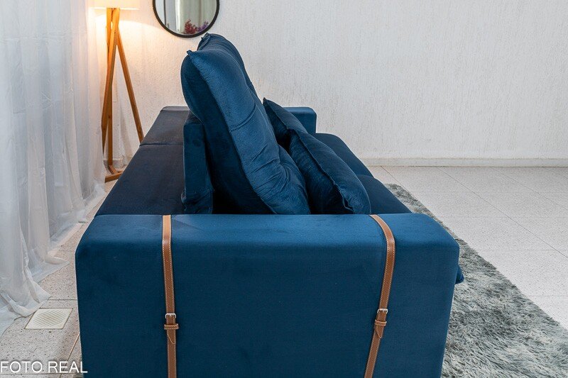 Sofá Retrátil Reclinável Toronto 2.50m Veludo Azul 4061 - Molas Ensacadas - Imagem 9