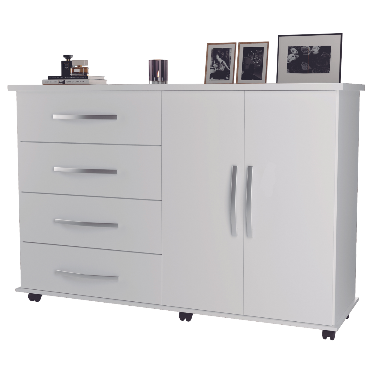 Cômoda 4 Gavetas com Sapateira Dupla Bali Branco - MÓVEIS PRIMUS - Imagem 2