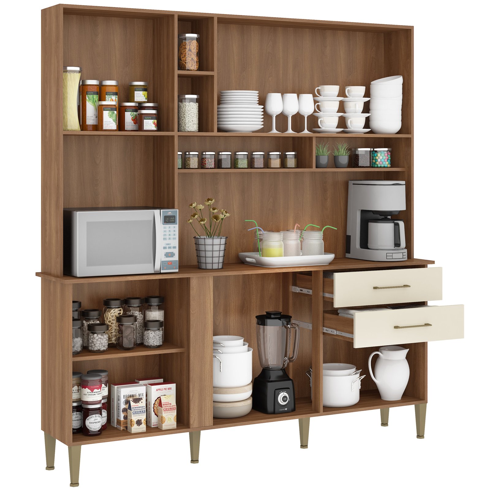 Kit Cozinha Nicole/Helena C304 1,82 m Manchester/Champagne - FELLICCI - Imagem 3