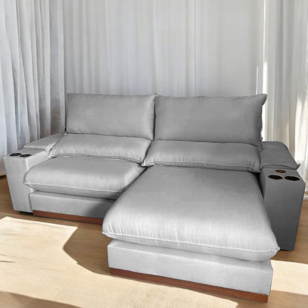 Sofá Retrátil e Reclinável Grazi 2,50 m Linho Cinza 3125 - UNIART ESTOFADOS - Imagem 2