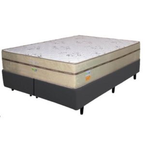 Colchão Queen Toronto + Base Box Simples Corino Preto – ECOTEC + BIOSTAR