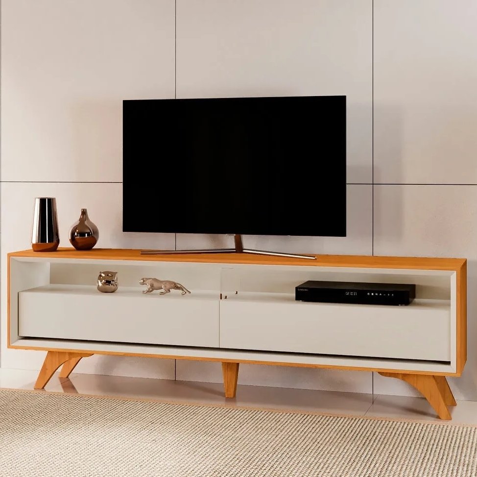 Rack até 75" Viena Naturale/Off White - MAVAULAR