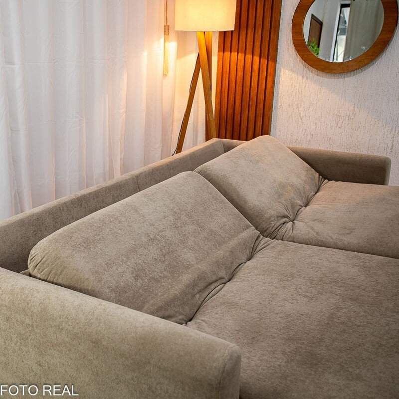 Sofá Retrátil Amaranto Premium 2.30m Veludo Plush Bege - Sem Caixa - Imagem 12