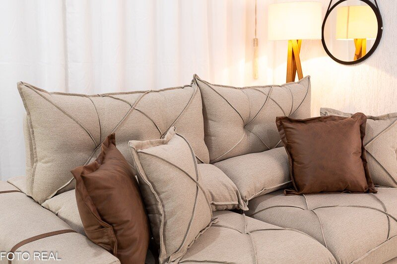 Sofá Retrátil Reclinável Gran Bello 2.00m Linho Bege - Molas Ensacadas - Imagem 6