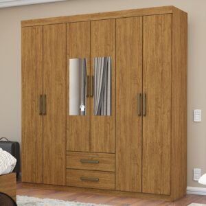 Guarda-Roupa 6 Portas(Com Espelho/Sem Pés)Áries Cinamono – CARIOCA MÓVEIS