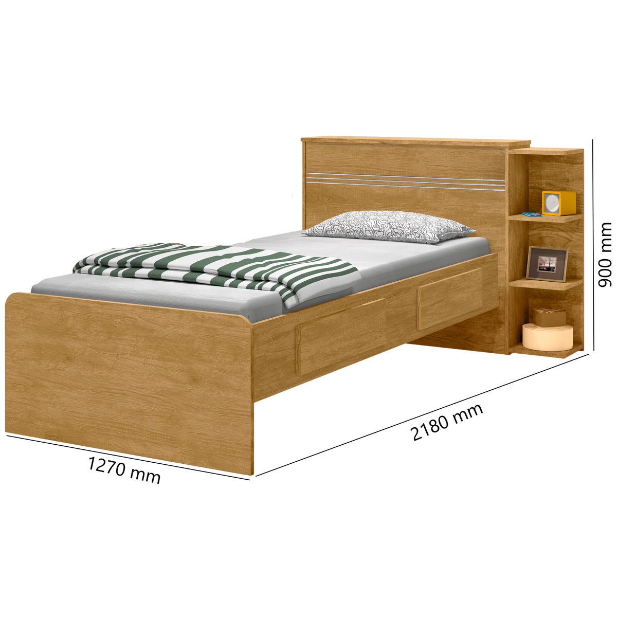 Cama Solteiro Baú Jade Nature - J&A MÓVEIS - Imagem 2