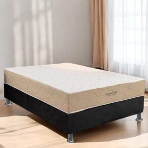 Colchão Casal Supreme Pocket D26 + Base Box Simples Corino Preto – INOVAFLEX + ALTO NÍVEL CAMAS E COLCHÕES