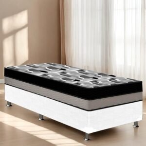 Colchão Solteiro ISO Dupla Face + Base Box Simples Corino Branco – ORTOBOM + BIOSTAR