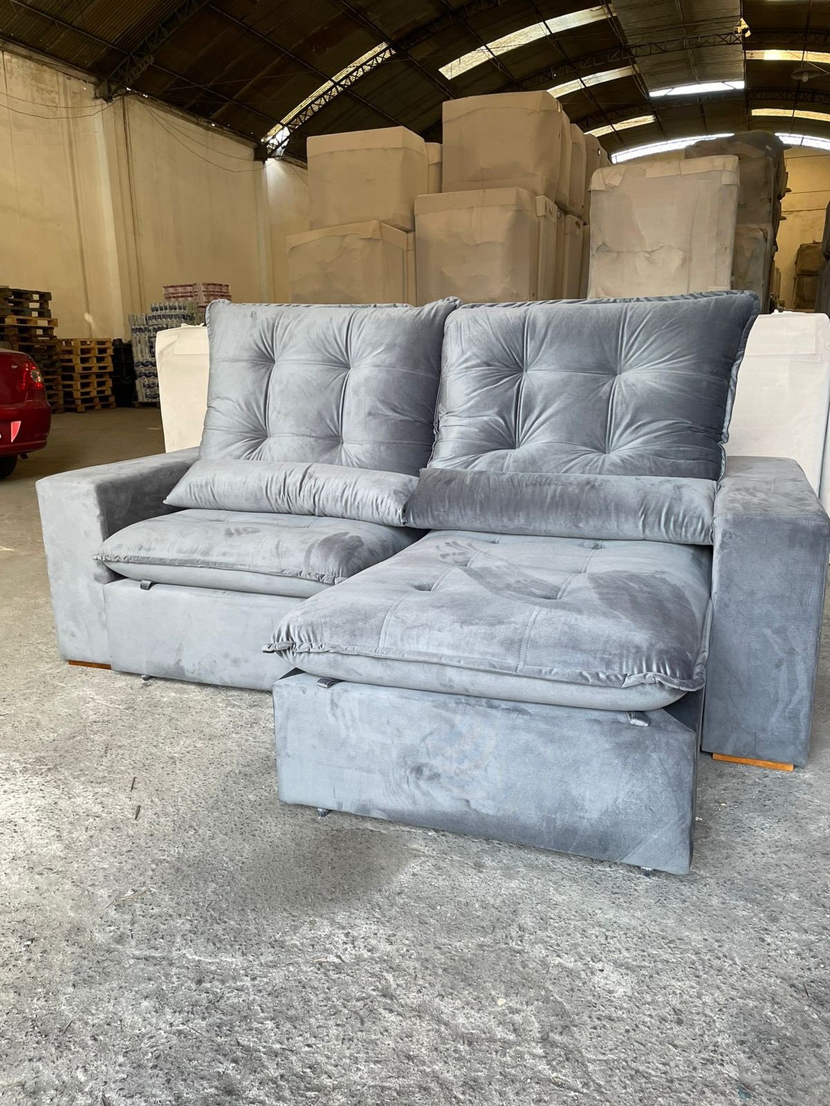 Sofá Retrátil e Reclinável Malu 2,90 m Cinza Grafite – D’VITRINE ESTOFADOS - Imagem 4