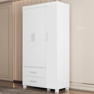 Guarda-Roupa 3 Portas Lívia 0,89 m Branco(Sem adesivo) – MADEC/VJ MÓVEIS