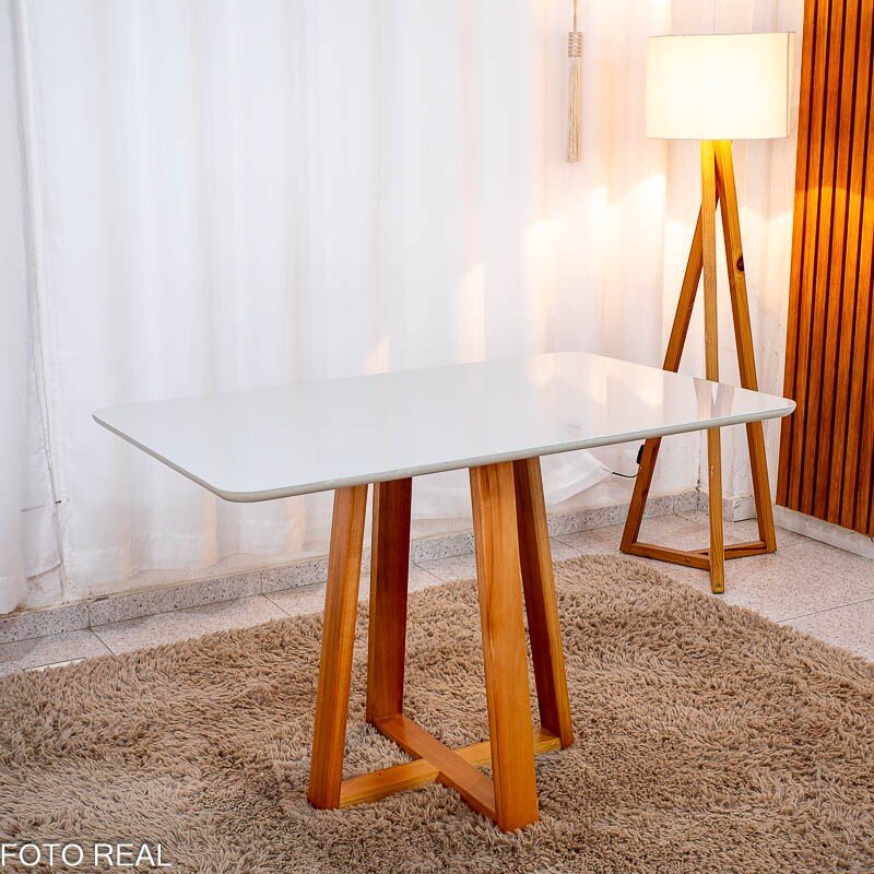 Mesa de Jantar Bali 120×80 Vidro Off/Base Madeira + 4 Cad. Londres Veludo Prata Madeira Minas Plac - Entregue Montada - Imagem 8