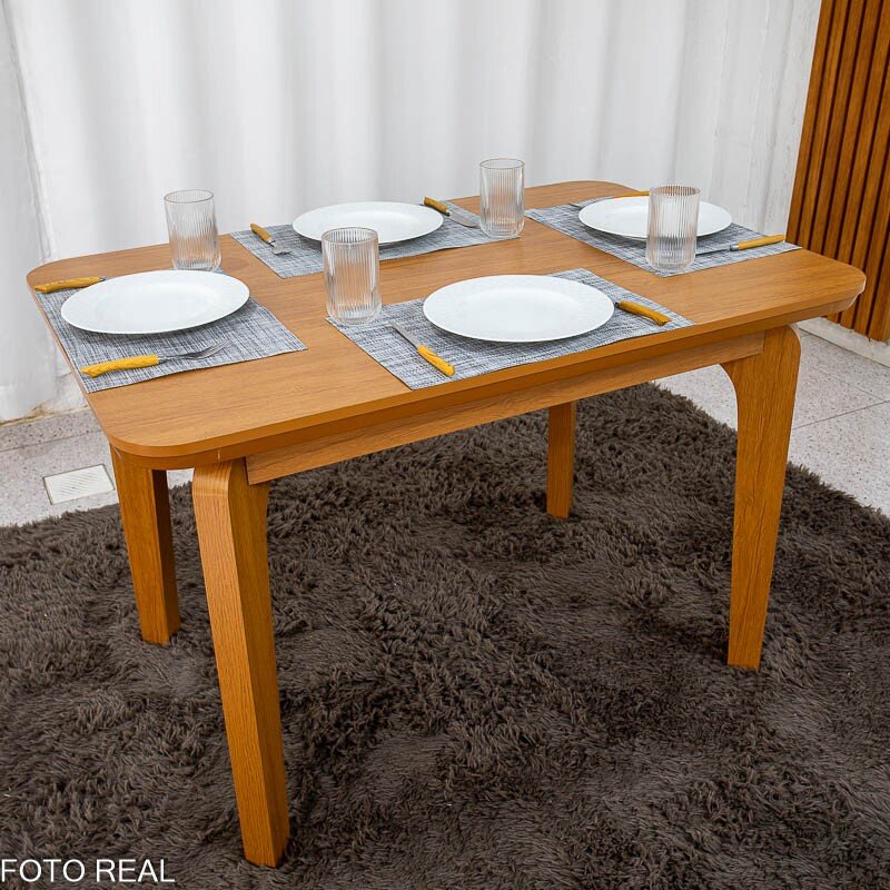 Mesa de Jantar Londrina 120x80 Cinamomo Rufato + 4 Cad. Isabela Linho Bege 01 Madeira - KM Decor - Imagem 6