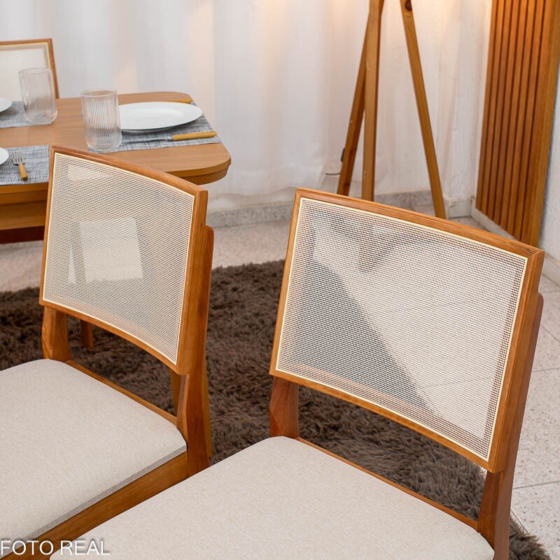 Mesa de Jantar Londrina 120x80 Cinamomo Rufato + 4 Cad. Dubai Linho Bege 629 Madeira - Art Assento - Imagem 8