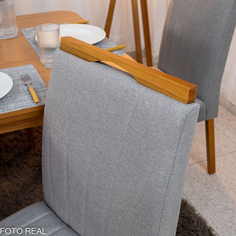 Mesa de Jantar Londrina 180x90 Cinamomo Rufato + 6 Cad. Isabela Linho Cinza 05 Madeira - KM Decor - Imagem 8