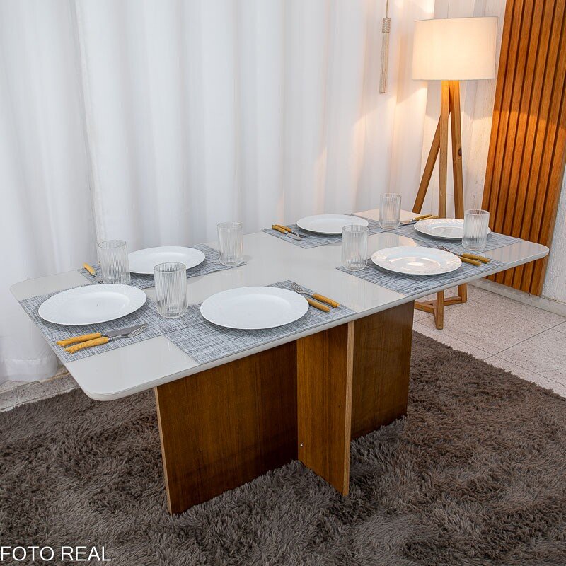 Mesa de Jantar Moscou 160x80 Vidro Off/Base Cinamomo + 6 Cad. Londres Veludo Prata Madeira Minas Plac - Entregue Montada - Imagem 11