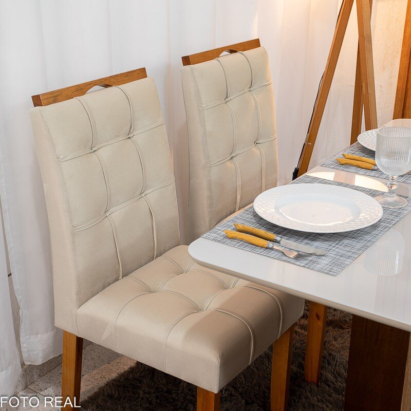 Mesa de Jantar Moscou 120x80 Cinamomo/Vidro Off + 4 Cad. Londres Veludo Avelã Madeira Maciça Minas Plac - Entregue Montada - Imagem 4