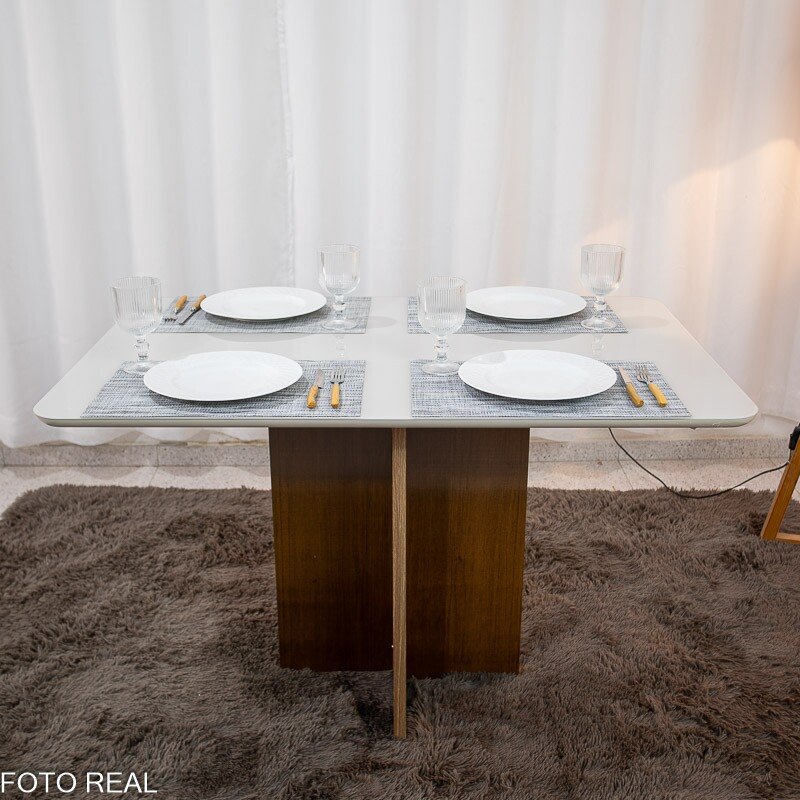 Mesa de Jantar Moscou 120x80 Cinamomo/Vidro Off + 4 Cad. Londres Veludo Avelã Madeira Maciça Minas Plac - Entregue Montada - Imagem 8